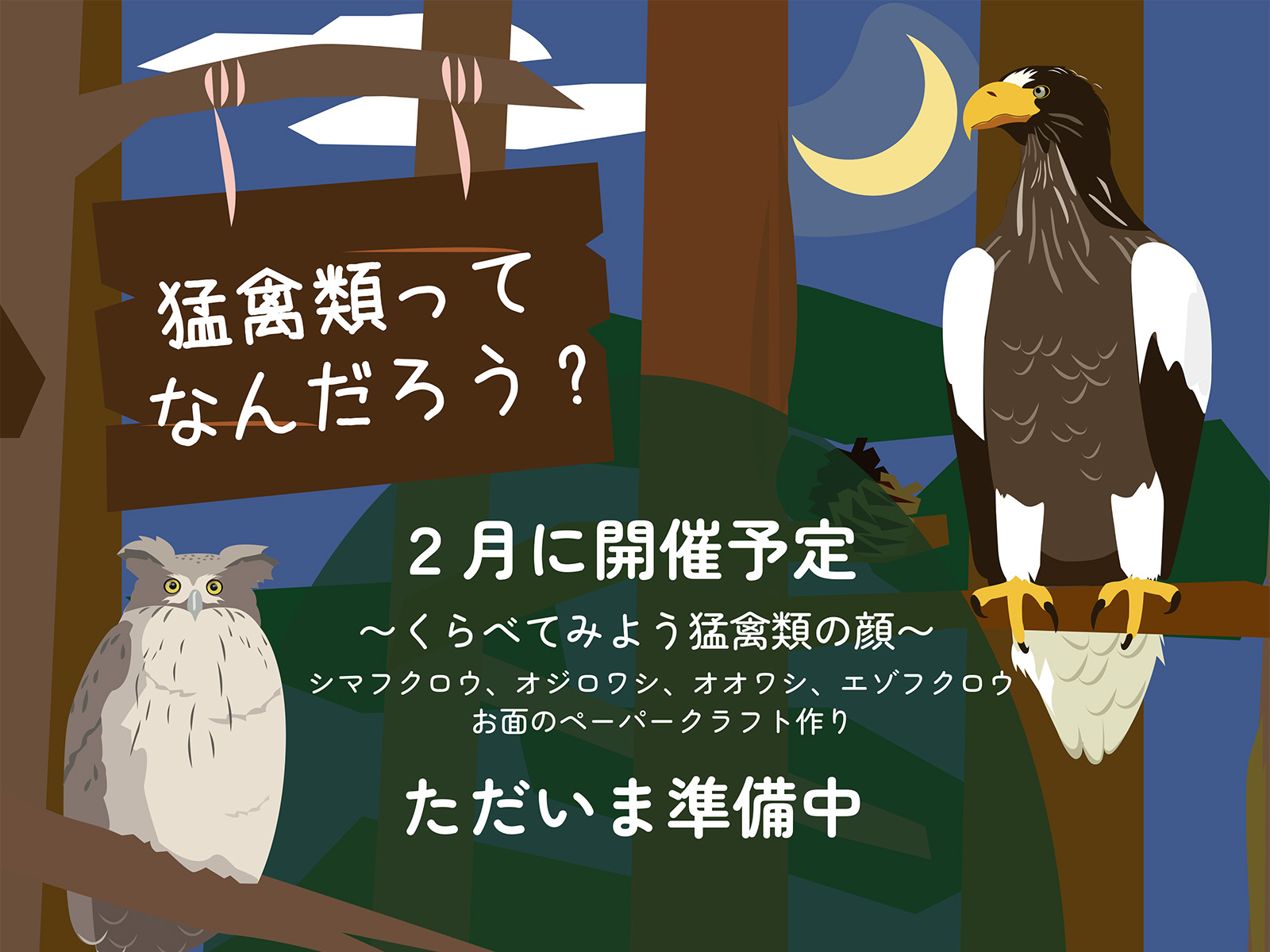 猛禽類のワークショップの準備中！